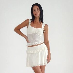 NWT Motel Bartila Top Ivory Polka Flock